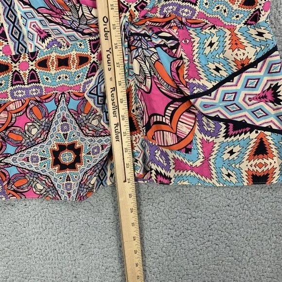 ANTHROPOLOGIE LEIFNOTES GLASS TILES  MULTI COLOR AZTEC PRINT SILK TOP SZ 6 - Picture 4 of 9